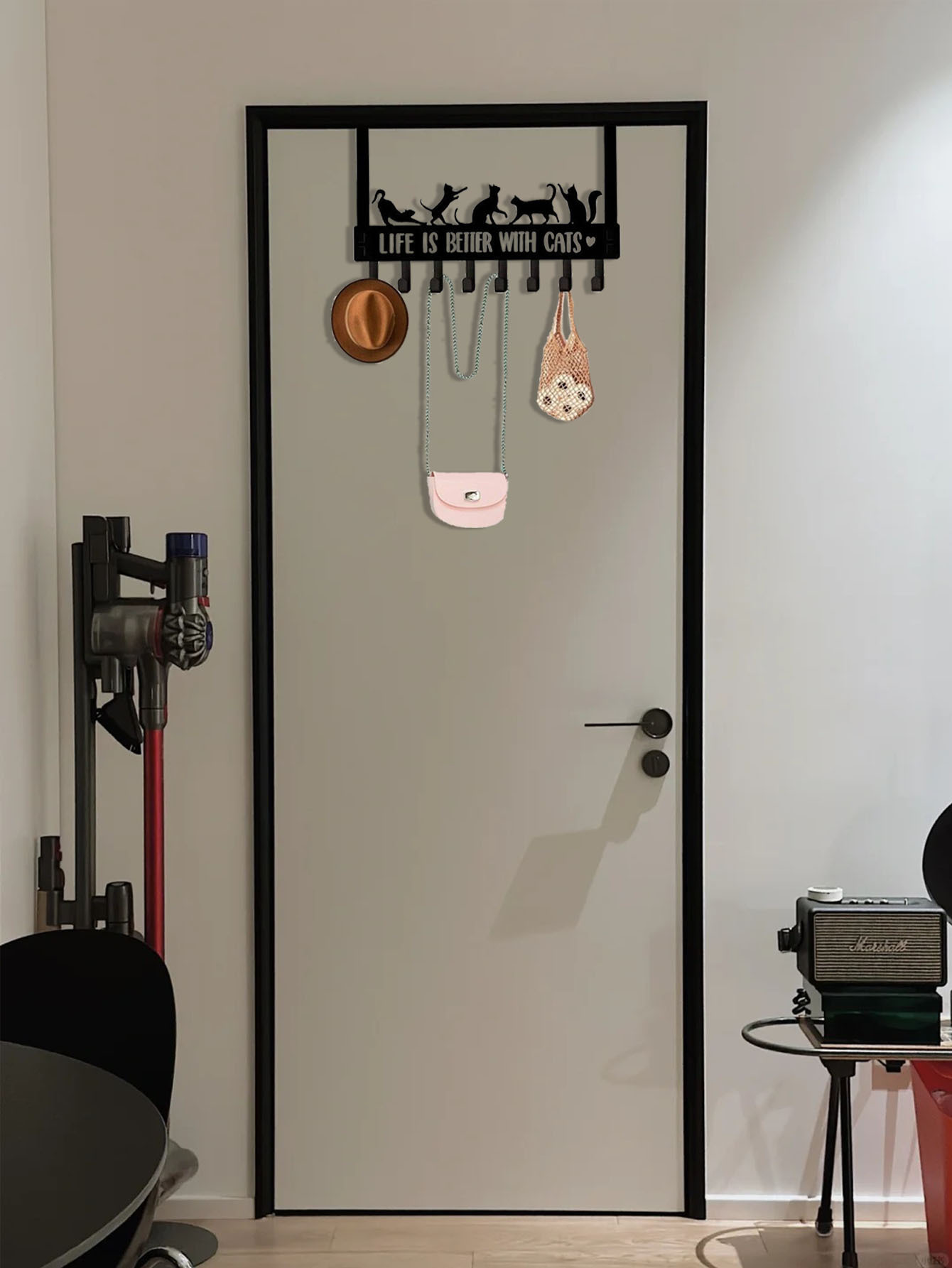 Cat-Shaped Over-the-Door Organizer with 8 Hooks - Image 4